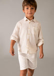 Mayoral Usa Inc Linen Bermuda Shorts in Cream - Little Miss Muffin Children & Home