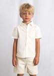 Mayoral Usa Inc Linen Shorts & Shirt Set in Oat Stripe - Little Miss Muffin Children & Home