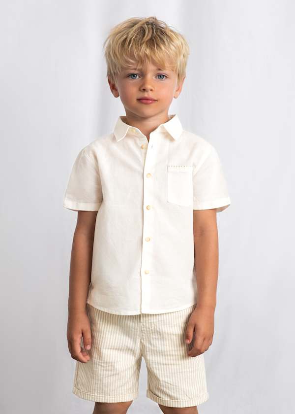 Mayoral Usa Inc Linen Shorts & Shirt Set in Oat Stripe - Little Miss Muffin Children & Home
