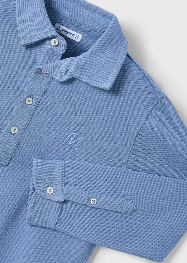 Mayoral Usa Inc Mayoral Long Sleeve Polo Shirt in Glacial - Little Miss Muffin Children & Home