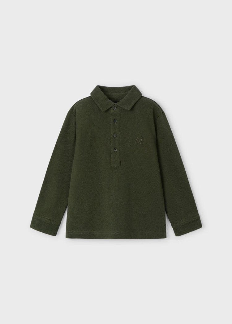 Mayoral Usa Inc Mayoral Long Sleeve Polo Shirt in Moss - Little Miss Muffin Children & Home