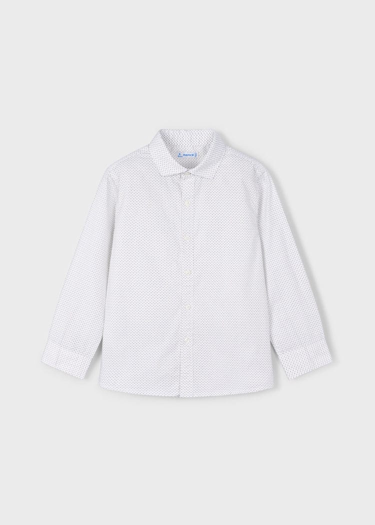 Mayoral Usa Inc Printed Button Down Shirt in White - Little Miss Muffin Children & Home