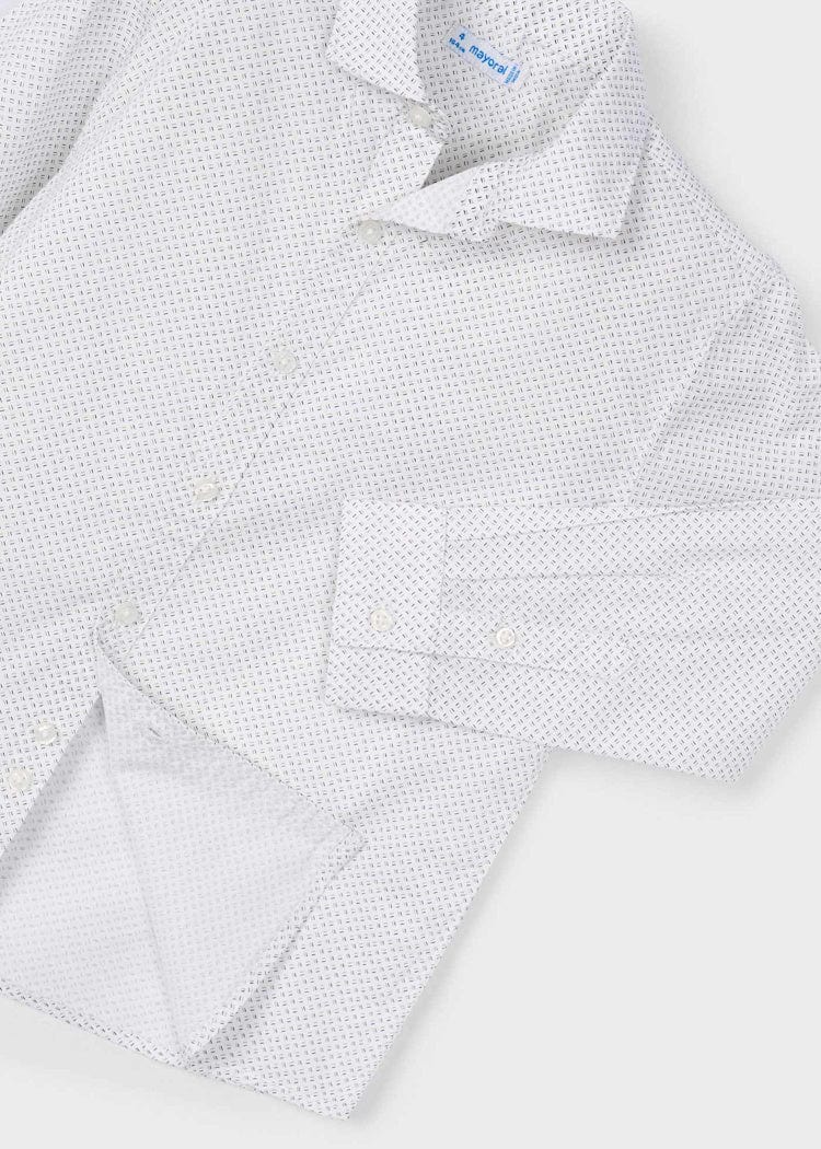 Mayoral Usa Inc Printed Button Down Shirt in White - Little Miss Muffin Children & Home