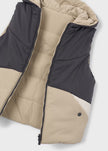 Boys' Reversible Hooded Puffer Vest in Hazelnut
