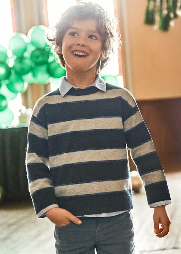 Mayoral Usa Inc Striped Knit Sweater in Heather Eclipse - Little Miss Muffin Children & Home