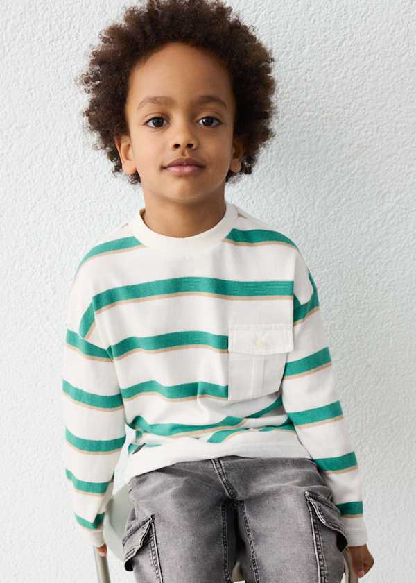 Mayoral Usa Inc Long Sleeve Striped Pocket T-Shirt - Little Miss Muffin Children & Home