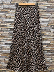 brown leopard midi skirt