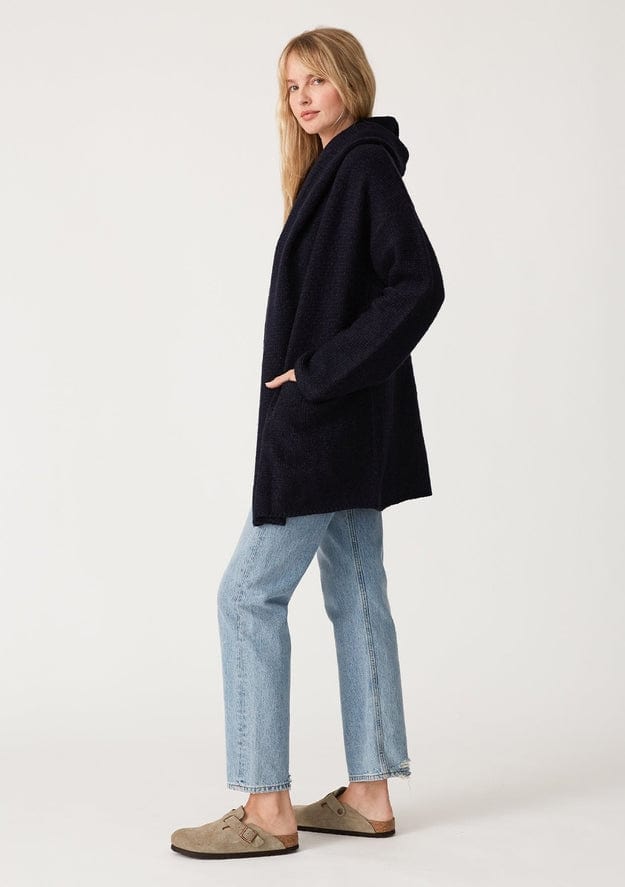 Lovestitch Lovestitch Mid-Length Oversized Long Sleeve Hooded Coatigan, Navy - Little Miss Muffin Children & Home