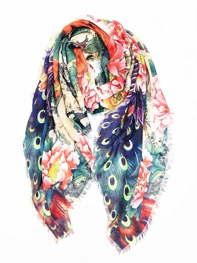 JC Sunny Fashion JC Sunny Multi Phoenix & Peony Scarf - Little Miss Muffin Children & Home