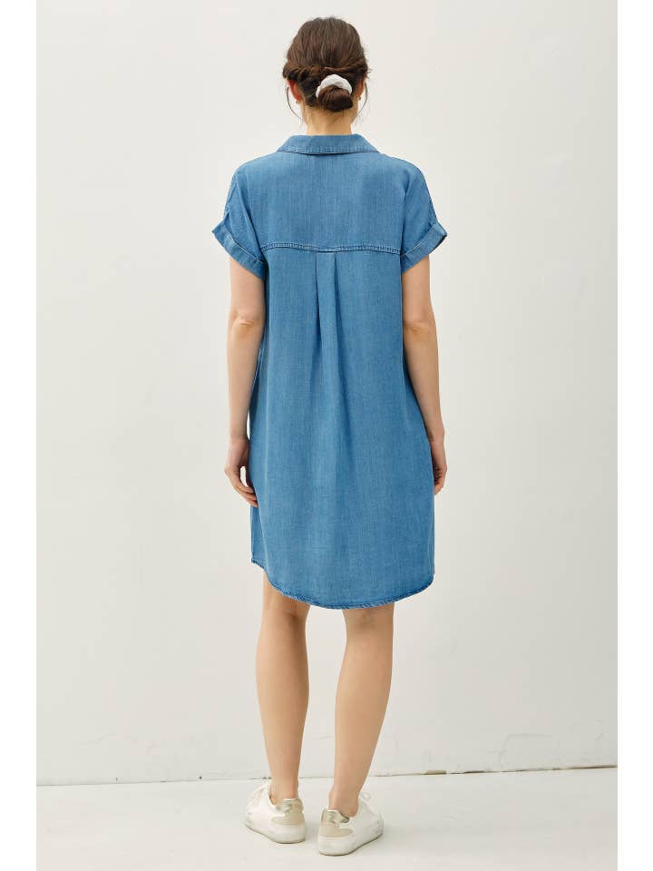 Be Cool Denim Wash Button Down Tencel Dress - Little Miss Muffin Children & Home