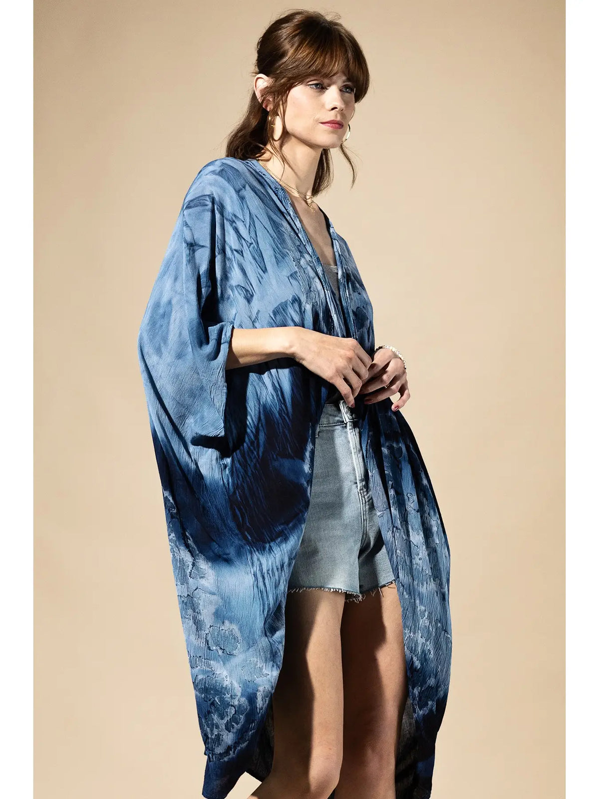 Dark Iris Indigo Tie-Dye Kimono