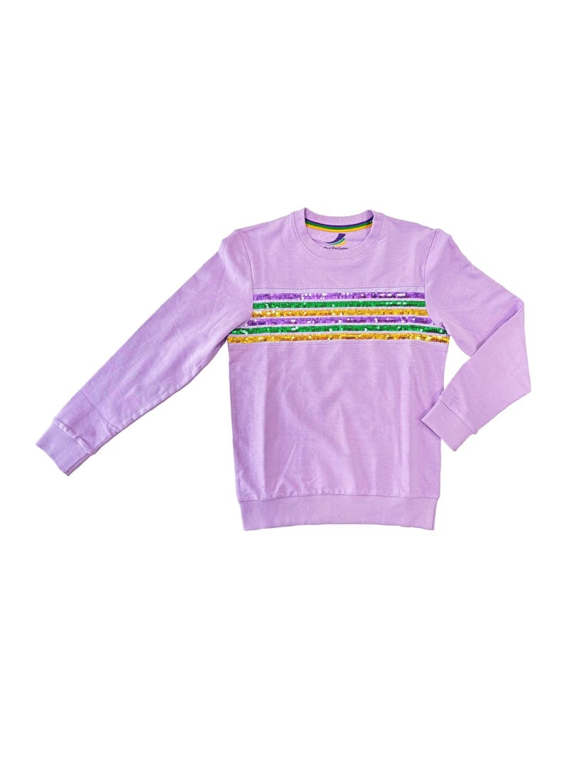 Mardi Gras Creations Mardi Gras Creations Youth Sequin Stripes French Terry Long Sleeve - Lavender - Little Miss Muffin Children & Home