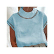 FurDecoration Light Blue High Neck Cut Out Detail Linen Blouse - Little Miss Muffin Children & Home