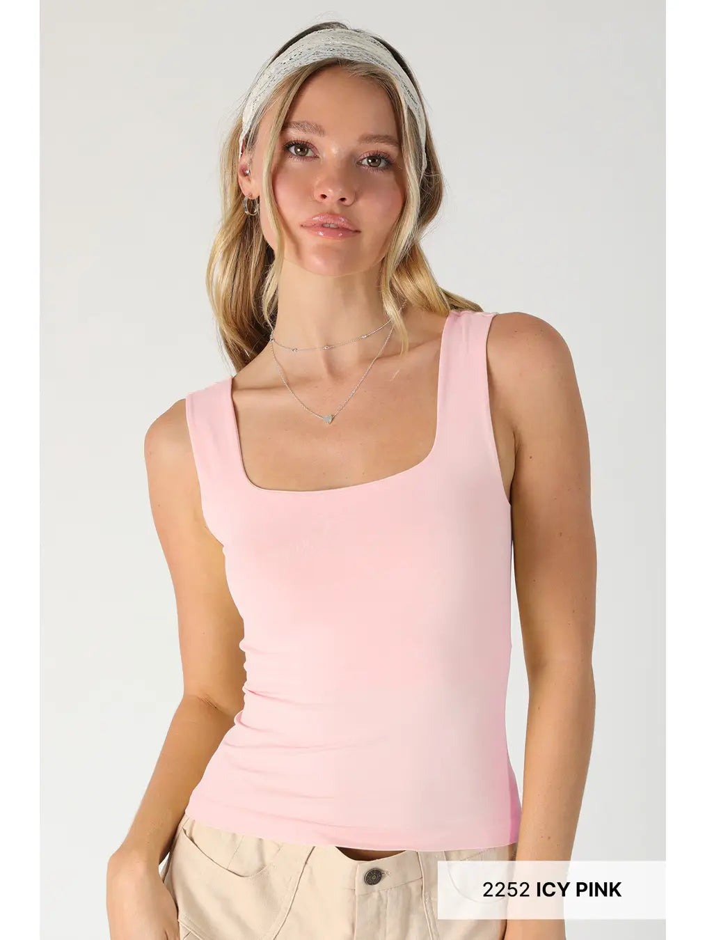 Icy Pink Clean Line Square Top