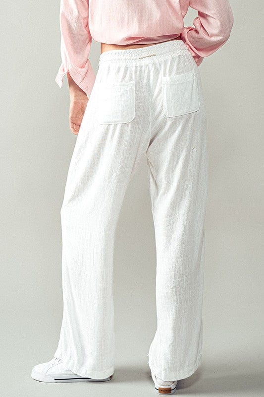 Urban Daizy Urban Daizy Luxe Linen Drawstring Pants in White - Little Miss Muffin Children & Home