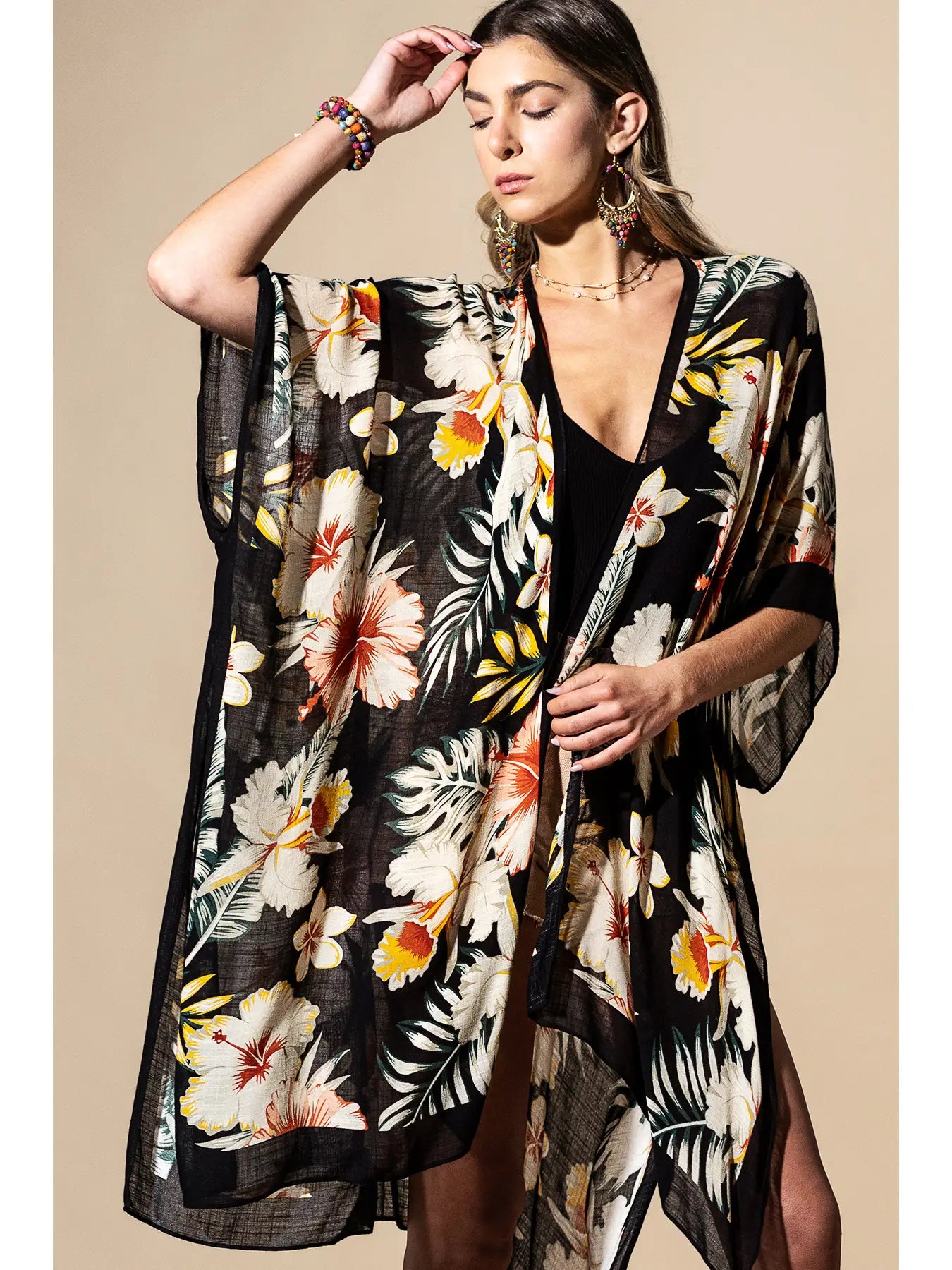 Tropical Garden Viscose Kimono
