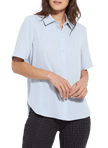 Lysse Lysse Short Sleeve Parker Button Down in Ciel - Little Miss Muffin Children & Home