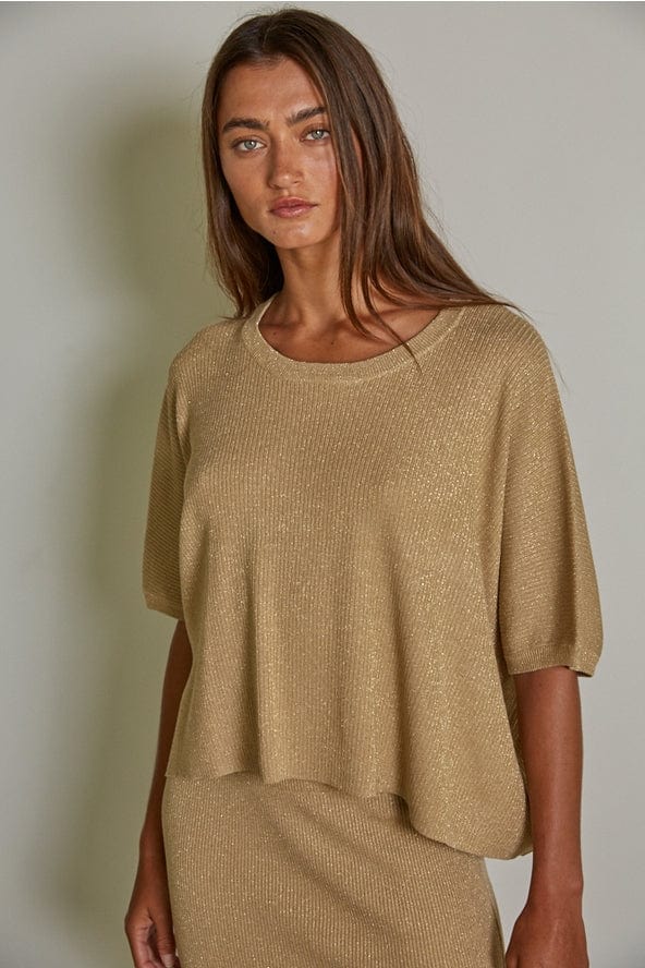 By Together Knit Sweater Ribbed Short Sleeve Pullover Top - Little Miss Muffin Children & Home