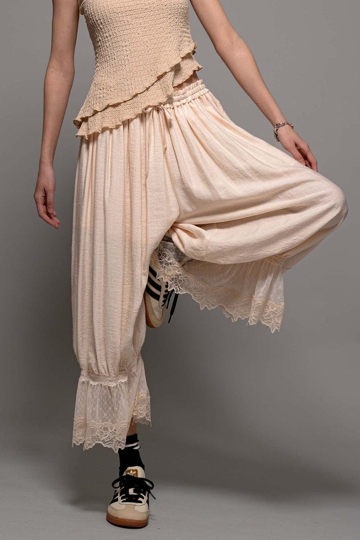 Urban Daizy Lace-Trimmed Cropped Bloomer Pants in Ivory - Little Miss Muffin Children & Home