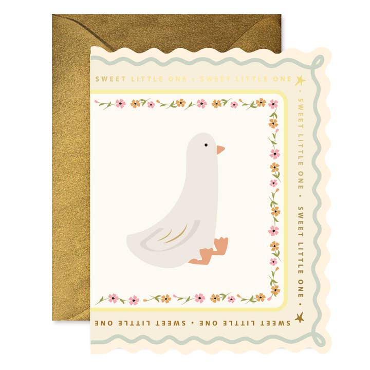 Ginger P Designs Sweet Little Goose Scallop Greeting Card - Little Miss Muffin Children & Home