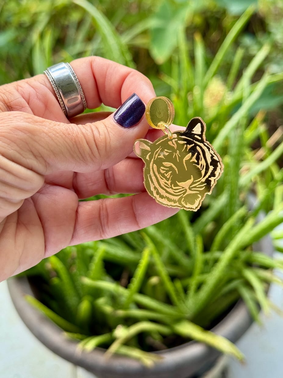 Geaux Magnolia Geaux Magnolia Gold Tiger Dangle Earrings – LSU Game Day - Little Miss Muffin Children & Home