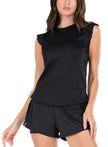 Lucky In Love Lucky in Love Women's Rib Tank with Ruffle Cap Sleeve in Black - Little Miss Muffin Children & Home