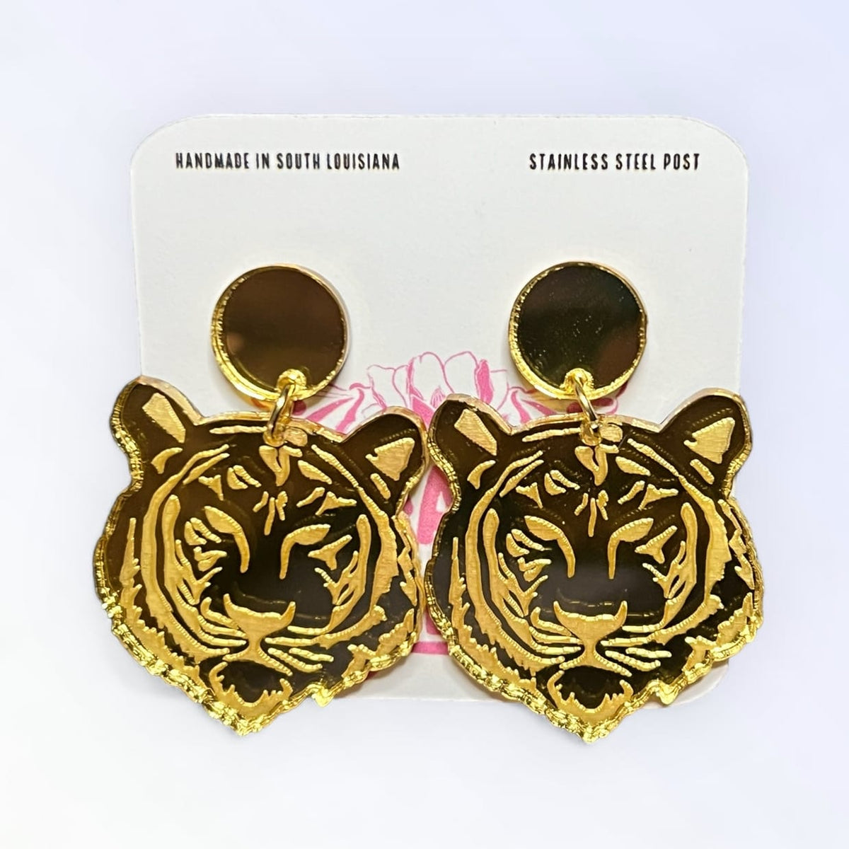 Geaux Magnolia Geaux Magnolia Gold Tiger Dangle Earrings – LSU Game Day - Little Miss Muffin Children & Home