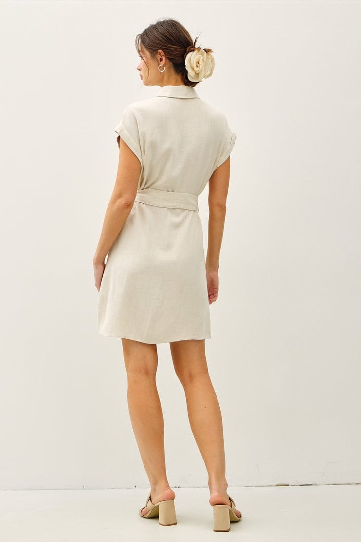 Be Cool Button Up Short Sleeve Dress in Natural - Little Miss Muffin Children & Home