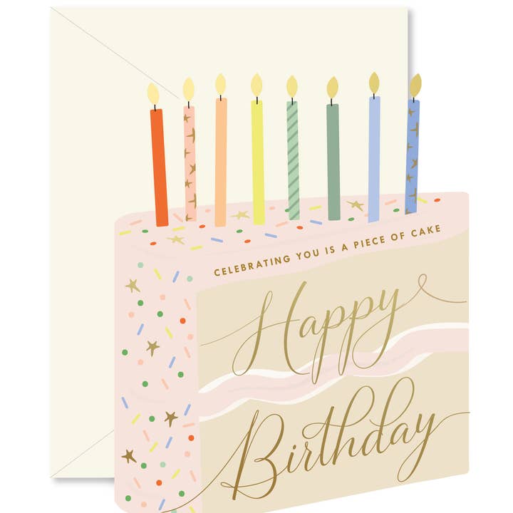 Ginger P Designs Piece of Birthday Cake die-cut folded Greeting Card - Little Miss Muffin Children & Home