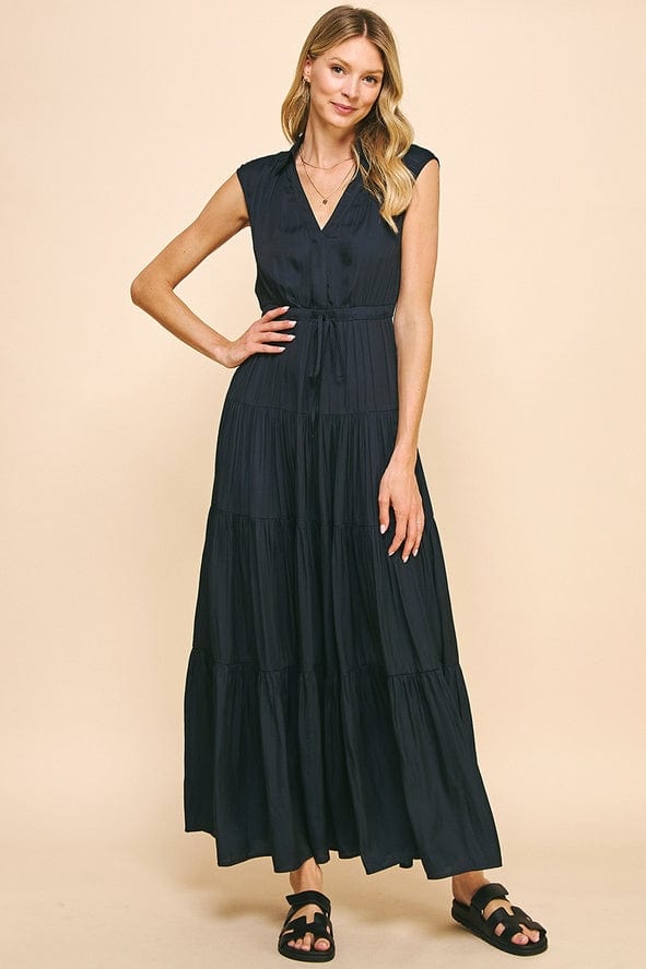 Pinch Pinch Sleeveless Tiered Maxi Dress in Ink - Little Miss Muffin Children & Home