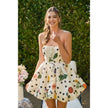 INA Bubble Hem Floral Dot Print Strapless Mini Dress - Little Miss Muffin Children & Home