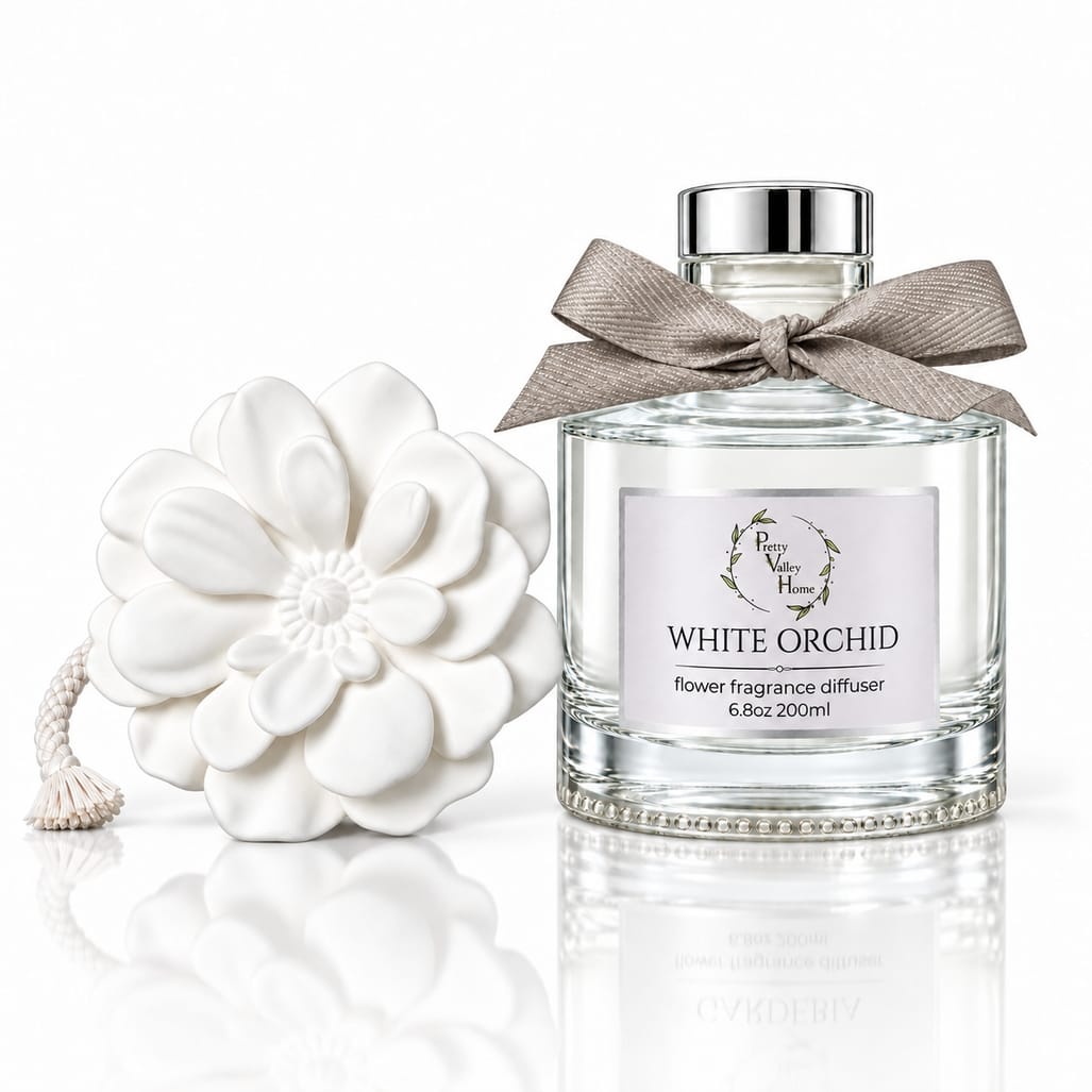 Pretty Valley Home White Orchid Ceramic Begonia Flower Diffuser - Little Miss Muffin Children & Home