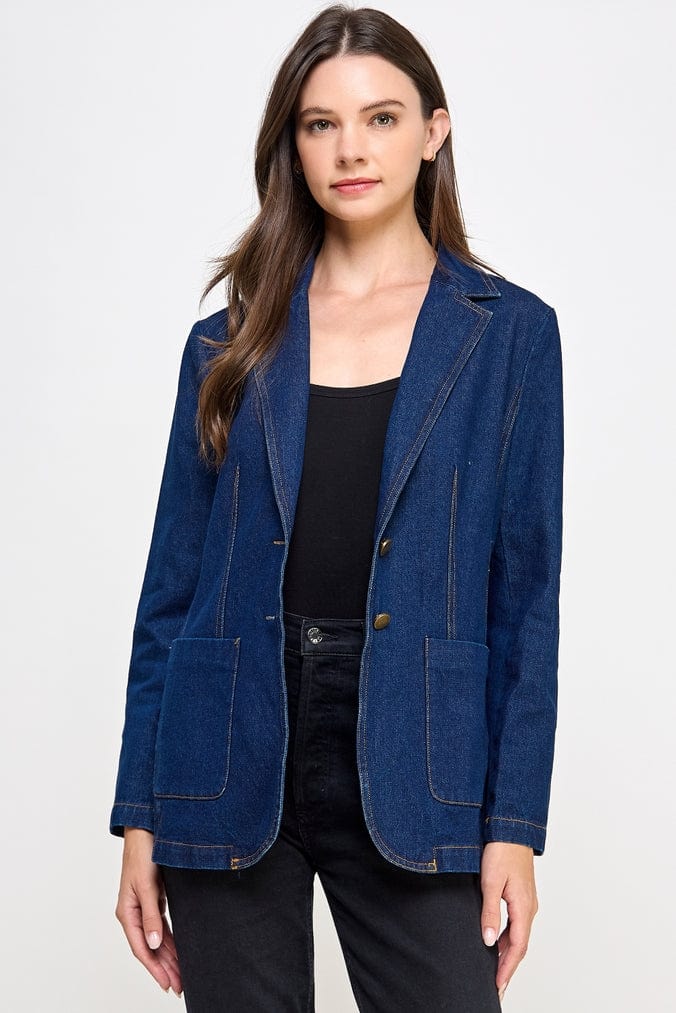 Ellison Ellison Slim Denim Blazer Blue - Little Miss Muffin Children & Home