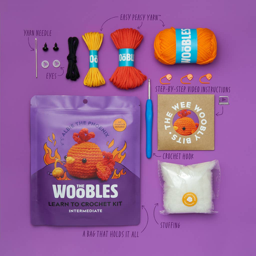 The Woobles The Woobles Albie the Phoenix Crochet Kit - Little Miss Muffin Children & Home