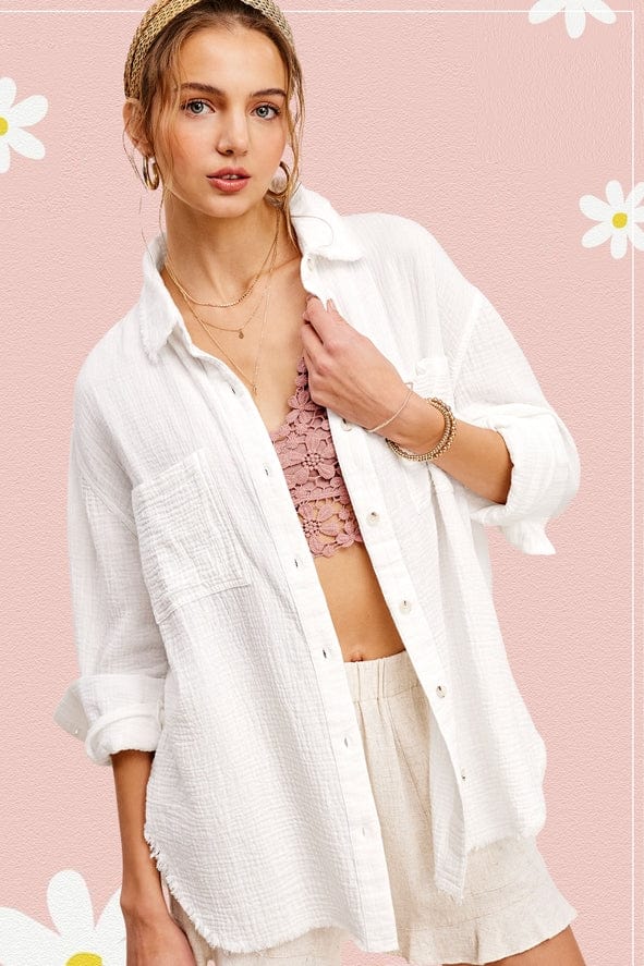 La Miel La Miel Button Down Gauze Shirt - Little Miss Muffin Children & Home