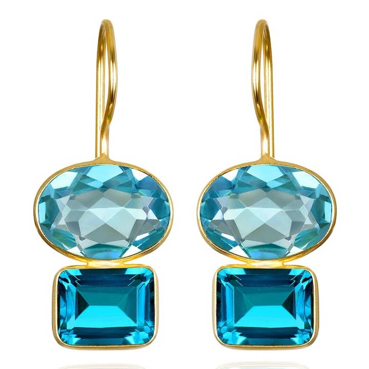 Double Valencia Sky Blue & Teal Earrings