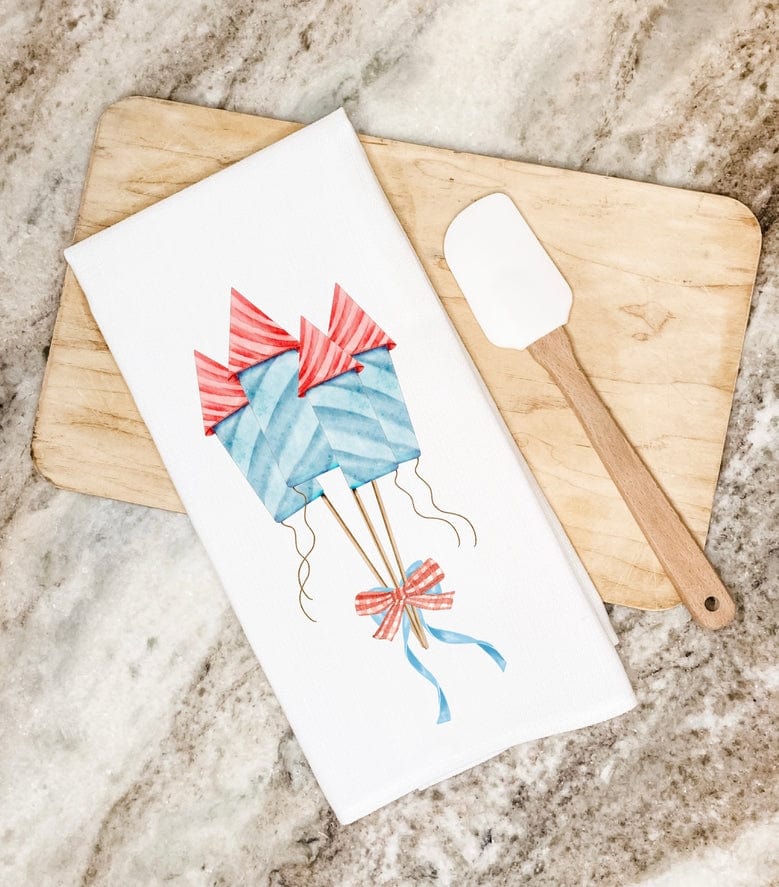 Crows Nest Atelier Crows Nest Atelier Firework Bouquet Watercolor Waffle Weave Tea Towel - Little Miss Muffin Children & Home