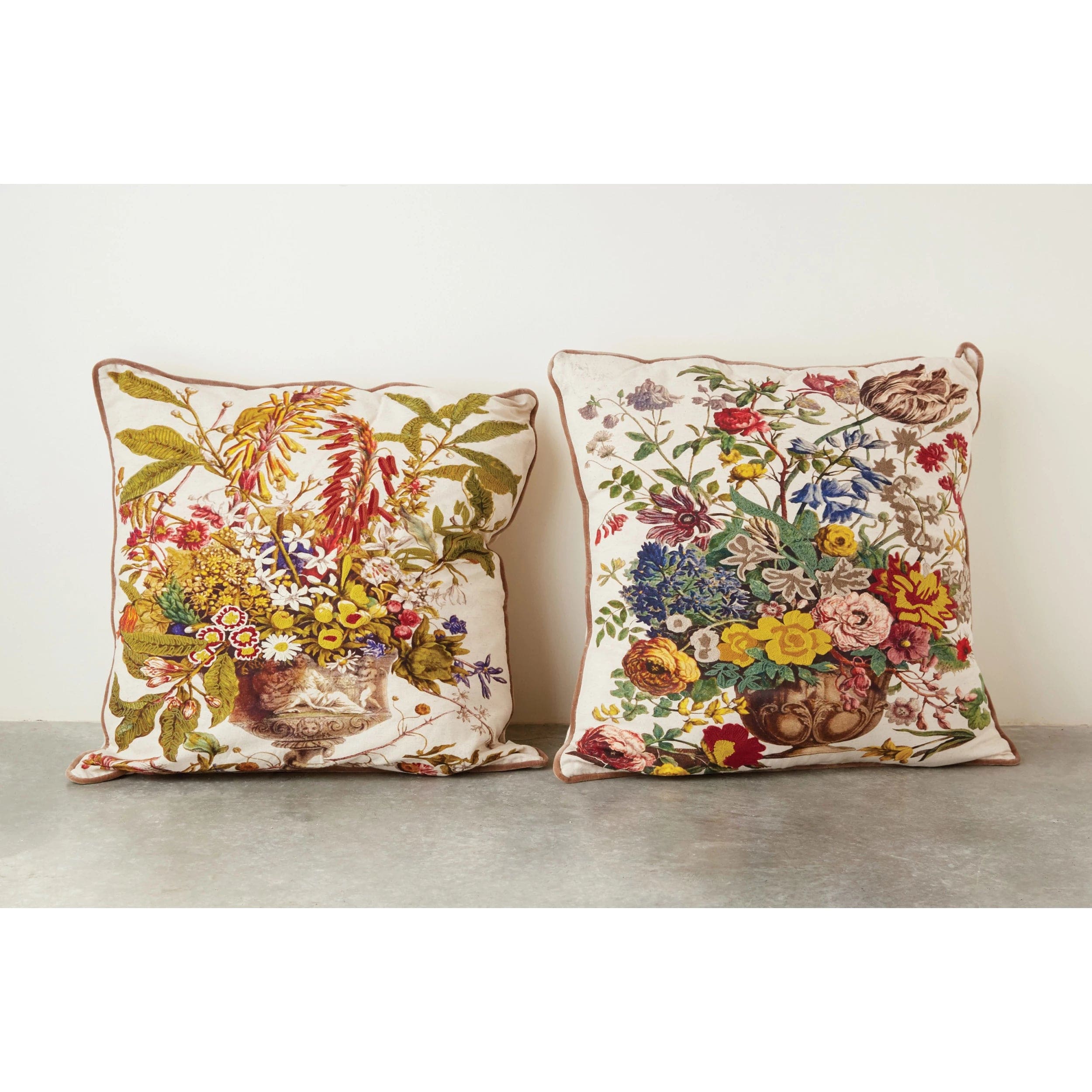 Creative Co-Op Creative Co-op Printed & Embroidered Floral Pillow - Little Miss Muffin Children & Home