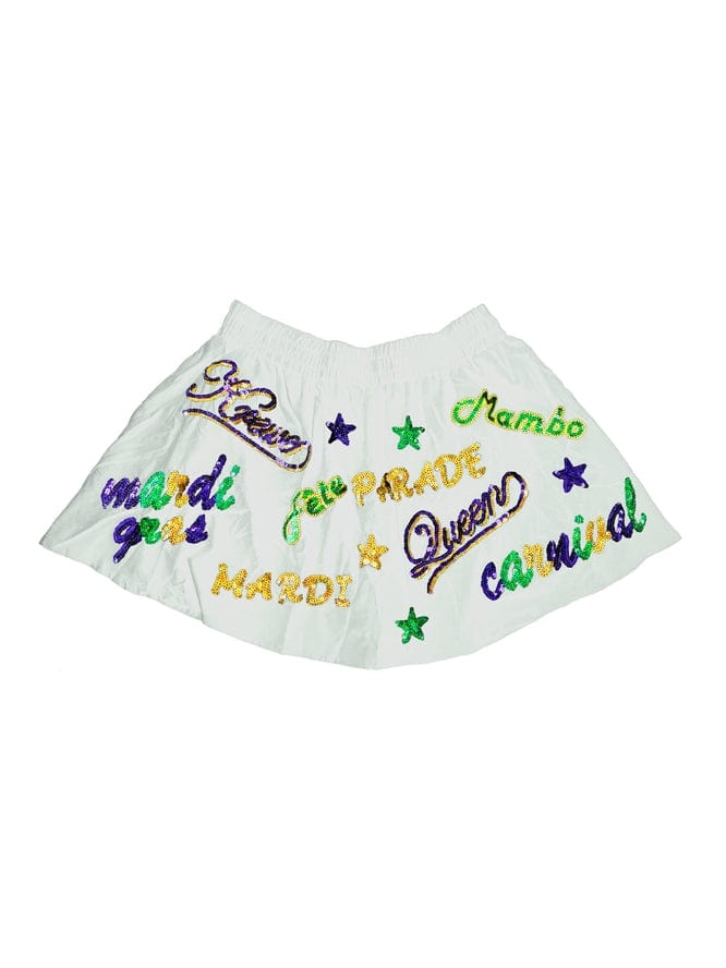 Mardi Gras Creations Mardi Gras Creations Adult Mardi Gras Explosion Skort - White - Little Miss Muffin Children & Home