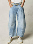 Sweetkama Misty Blue Ladies Mid Rise Wide Leg Barrel Jeans - Little Miss Muffin Children & Home