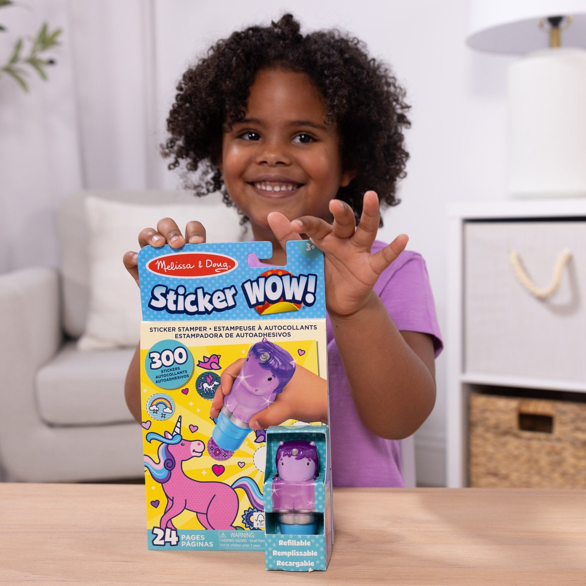 Melissa & Doug Melissa & Doug Sticker WOW! Activity Pad & Sticker Stamper - Purple Unicorn - Little Miss Muffin Children & Home