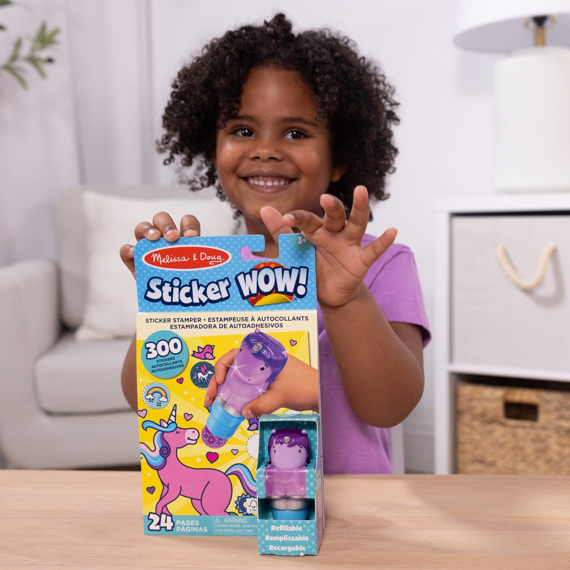 Melissa & Doug Melissa & Doug Sticker WOW! Activity Pad & Sticker Stamper - Purple Unicorn - Little Miss Muffin Children & Home