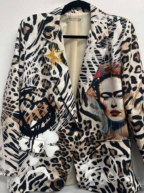 Italian Frida Leopard Print Blazer