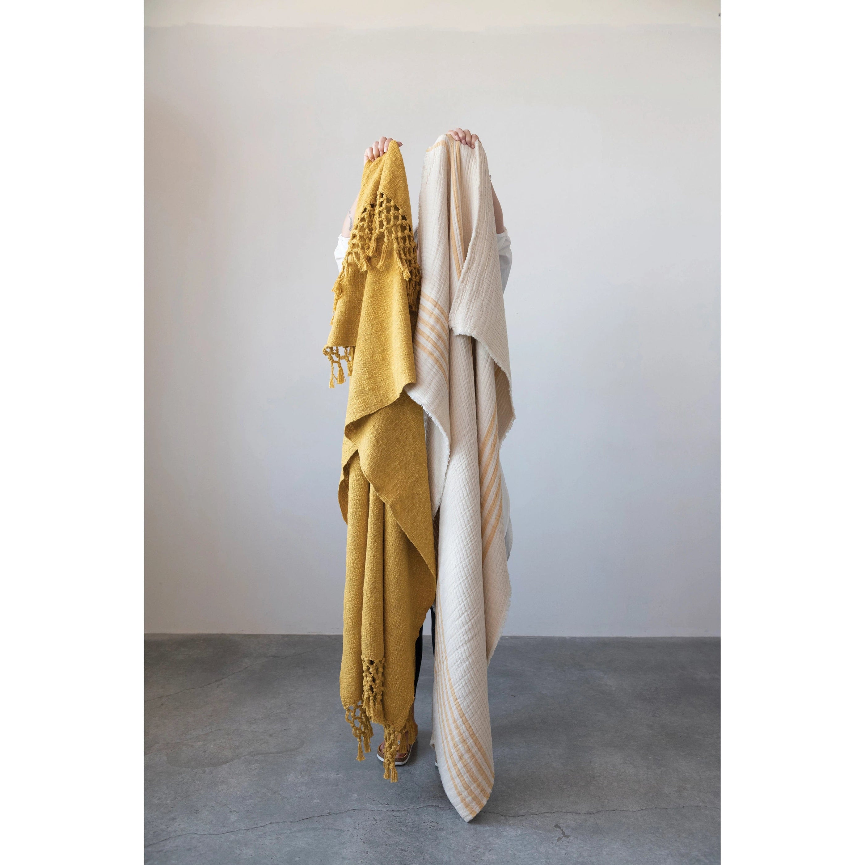 Creative Co-Op Creative Co-op Cotton Double Cloth Striped Throw with Frayed Edges - Little Miss Muffin Children & Home