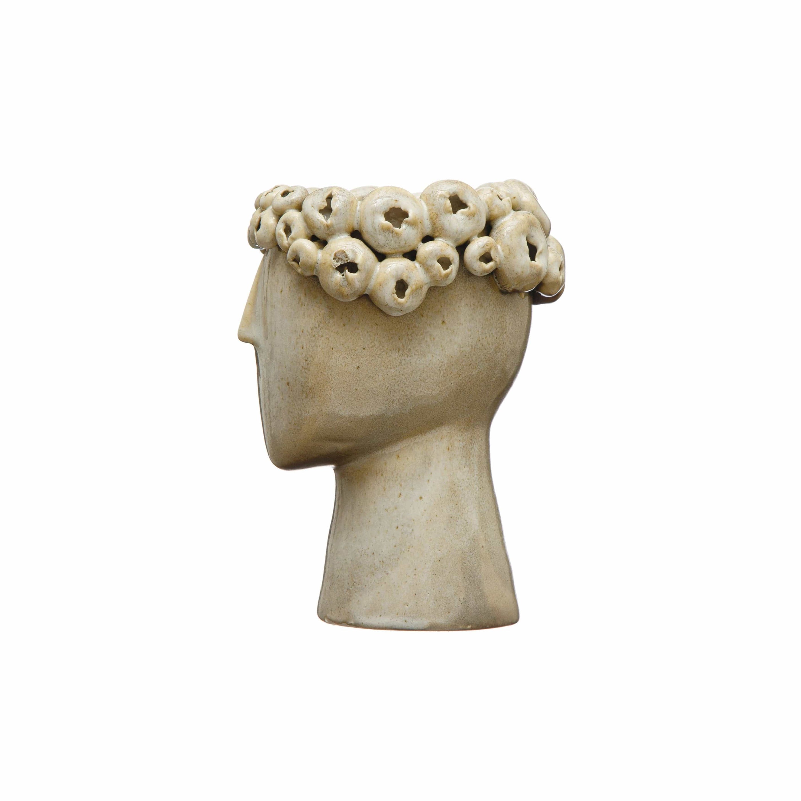 Creative Co-Op Creative Co-op Stoneware Head Planter - Little Miss Muffin Children & Home