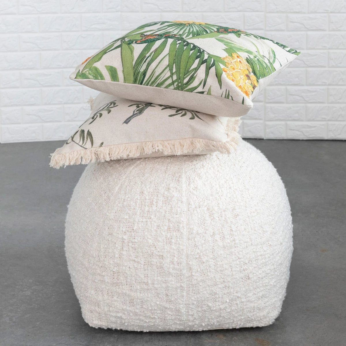 Creative Co-Op Creative Co-op Cotton Printed Pillow With Embroidered Birds & Flowers - Little Miss Muffin Children & Home