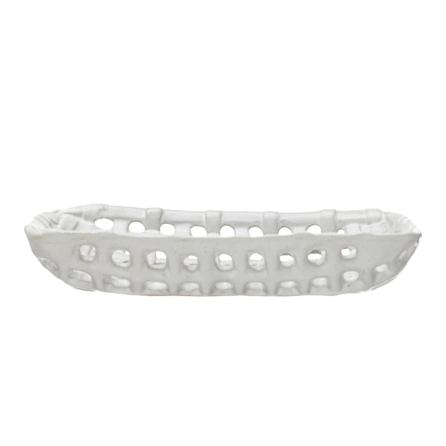 Creative Co-op Handmade Stoneware Basket Dish 