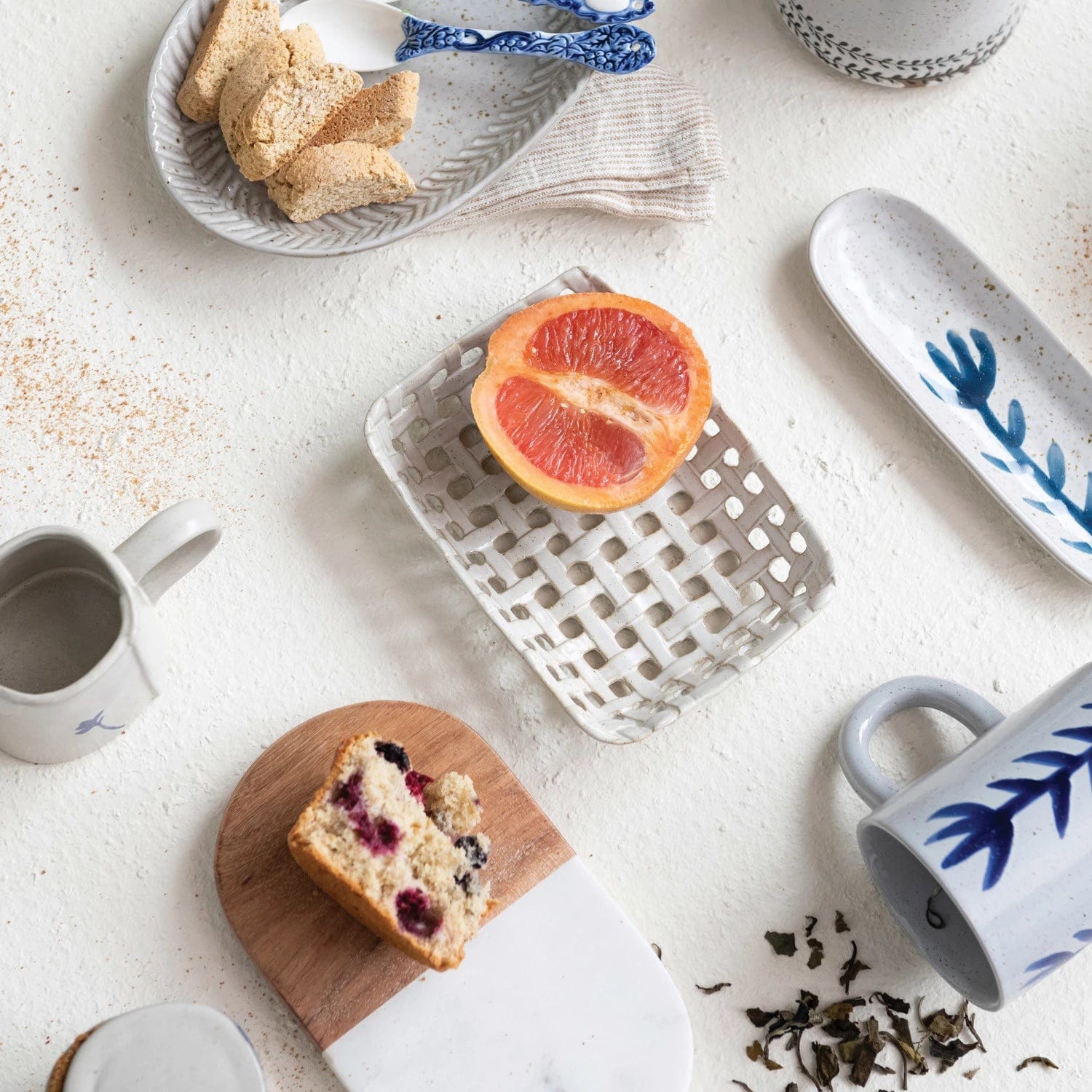 Creative Co-Op Creative Co-op Handmade Stoneware Basket Dish - Little Miss Muffin Children & Home
