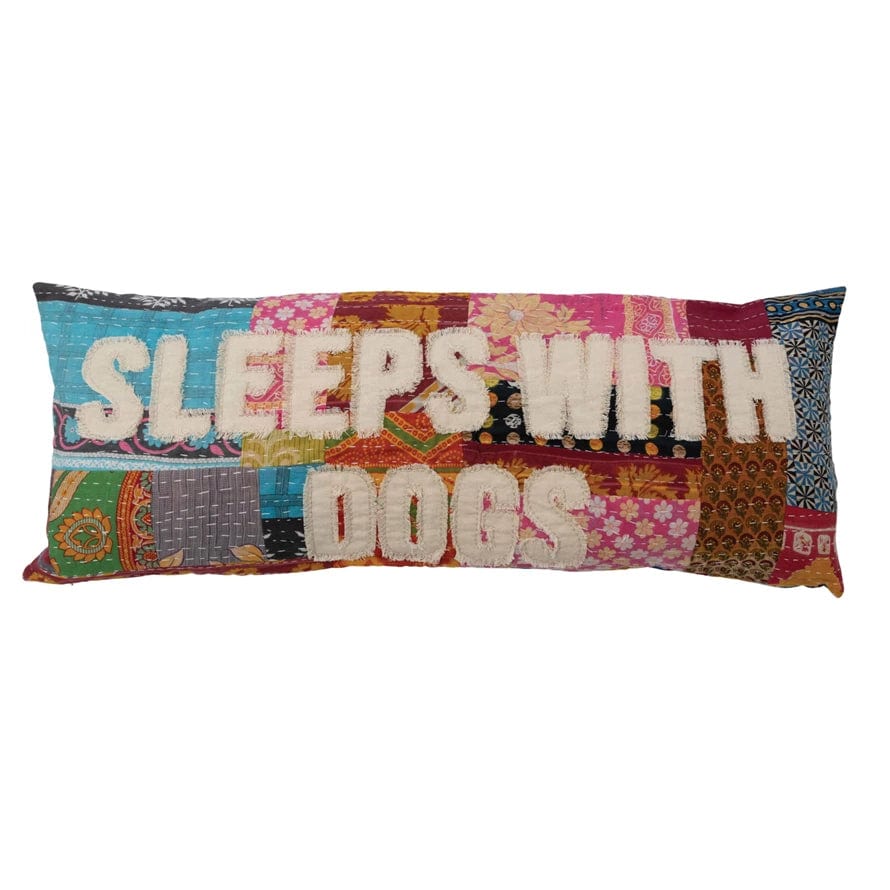 Creative Co-Op Creative Co-op "Sleeps with Dogs" Vintage Kantha Patchwork Lumbar Pillow - Little Miss Muffin Children & Home