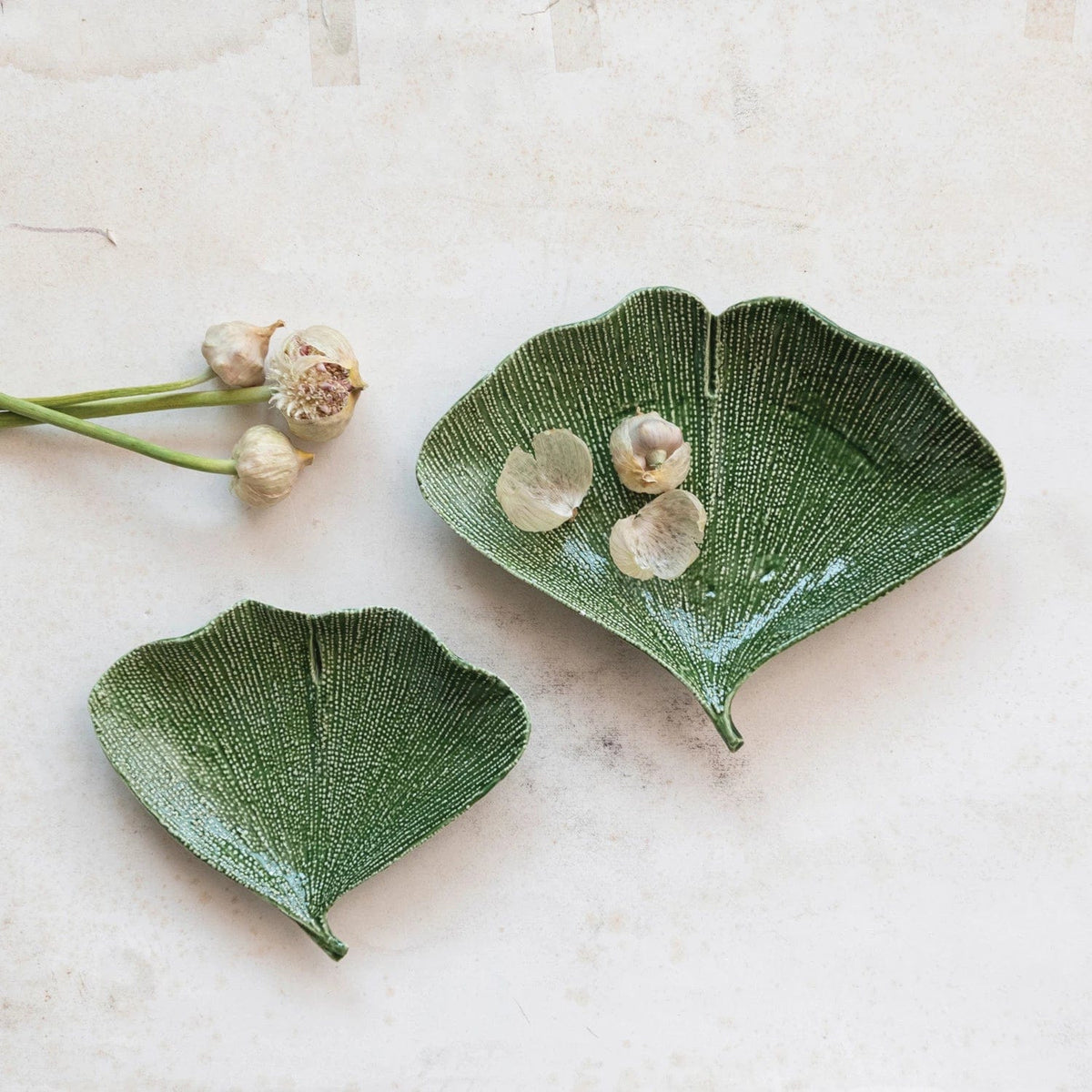 Creative Co-Op Creative Co-op Stoneware Gingko Leaf Shaped Plates, 2 Sizes - Little Miss Muffin Children & Home